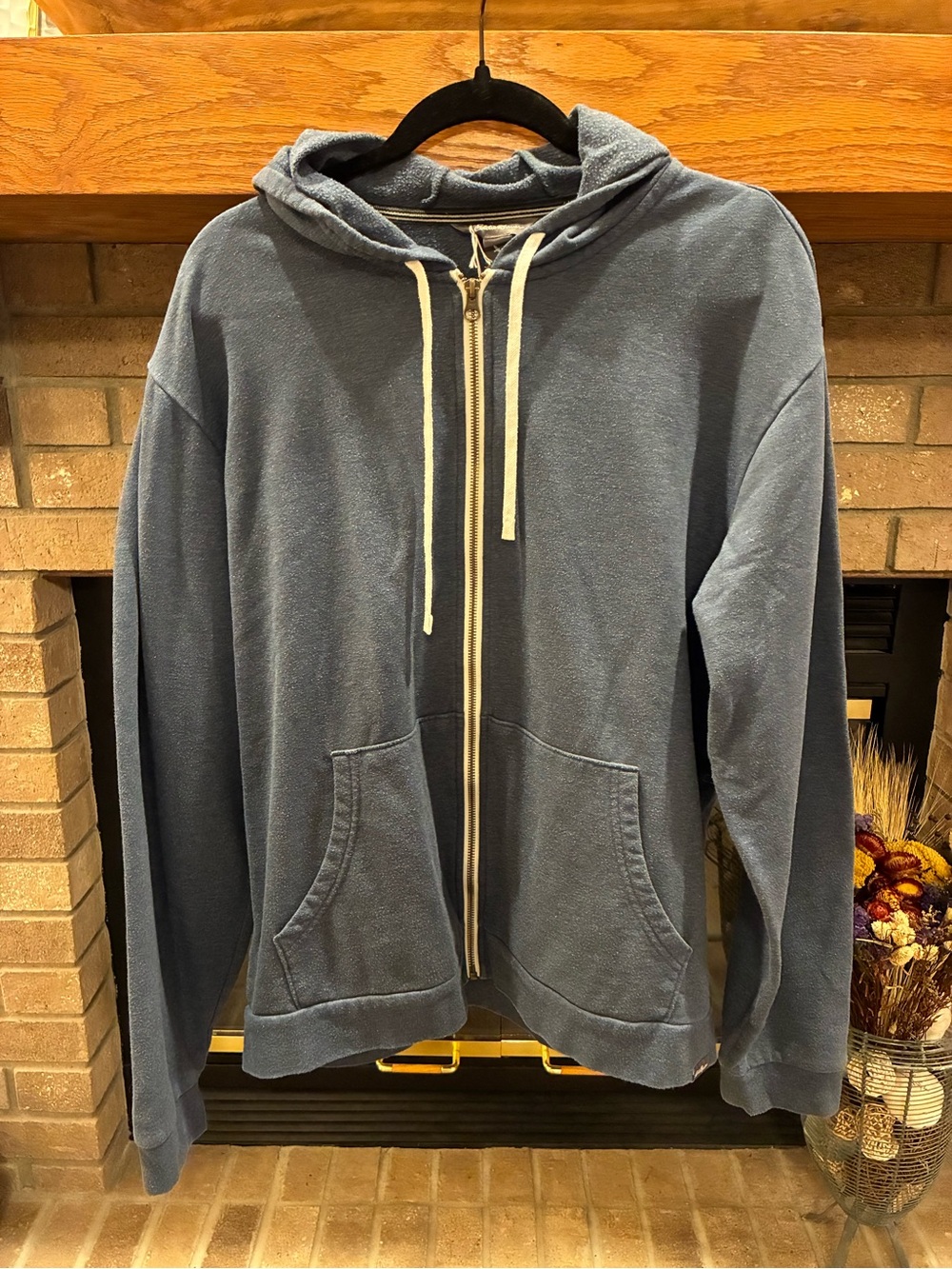 Eddie Bauer Men’s Full Zip Hoodie Blue Gray Cotton Blend Size L